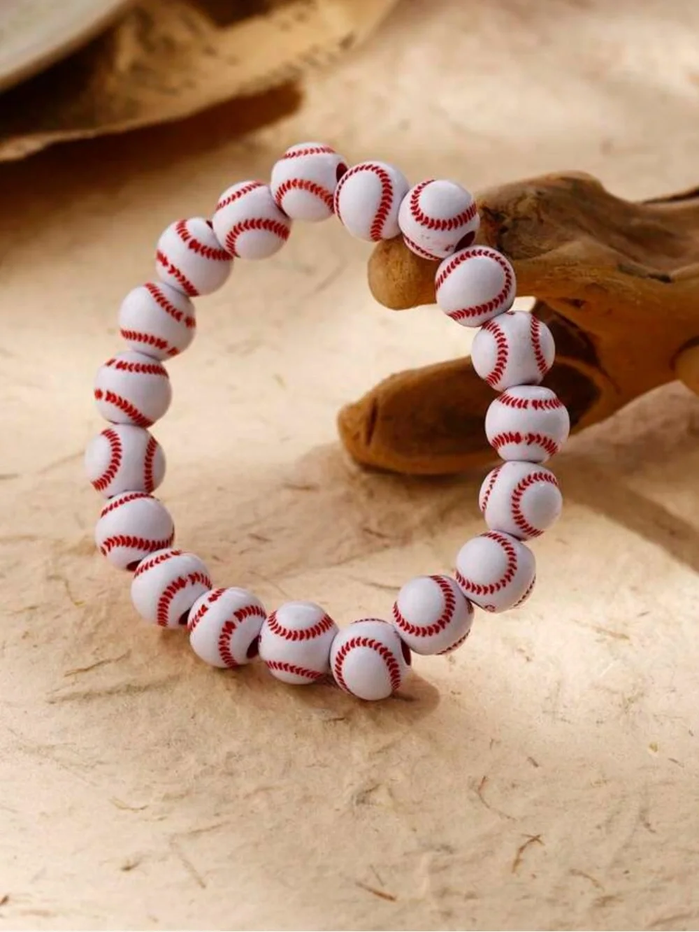 Baseball‎ Bead Stretch Bracelet